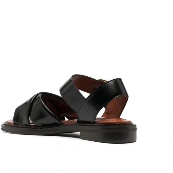 See by Chloe sandals LYNA flat black leather buckle 35.5 new - Picture 11 of 13